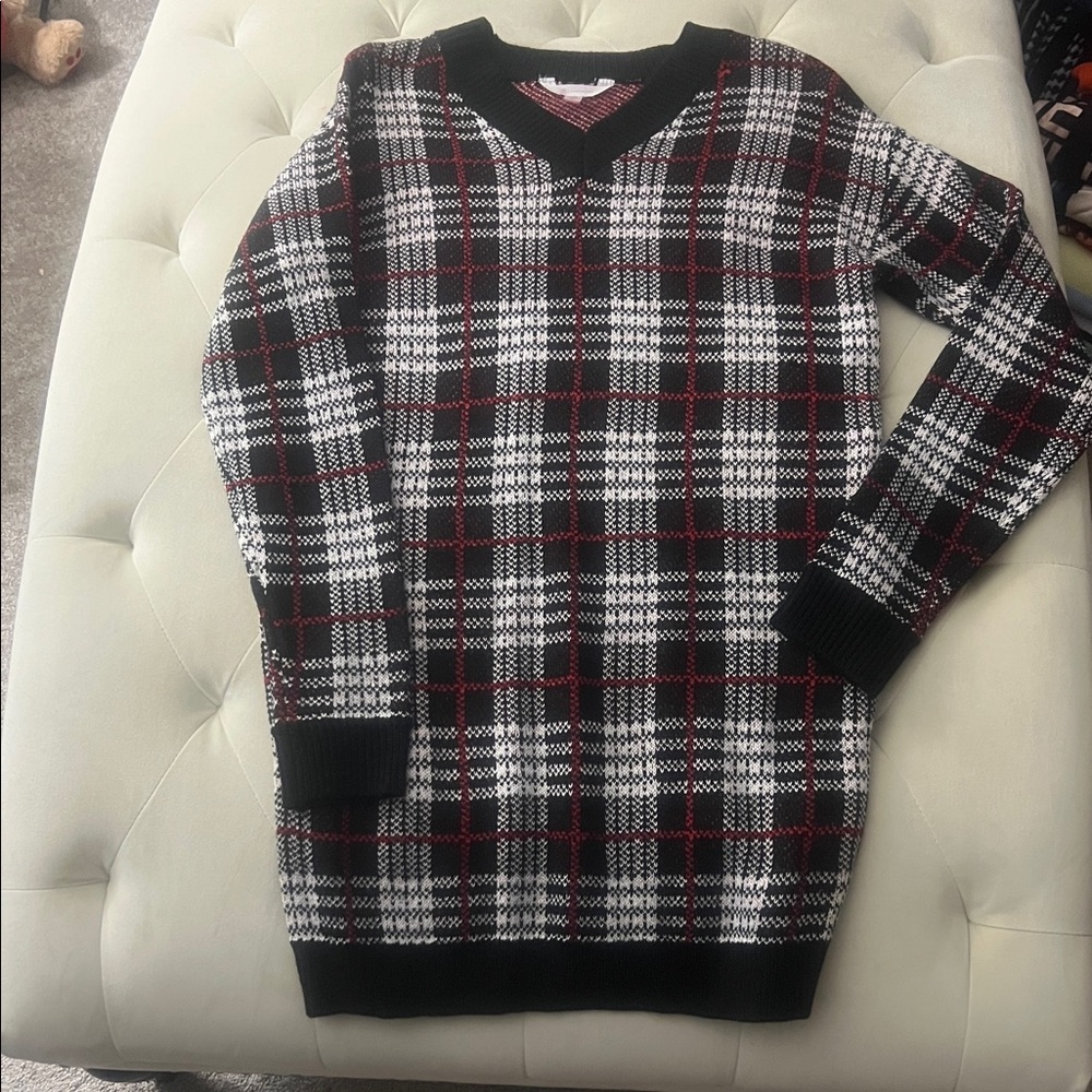 Black and White Plaid Sweater